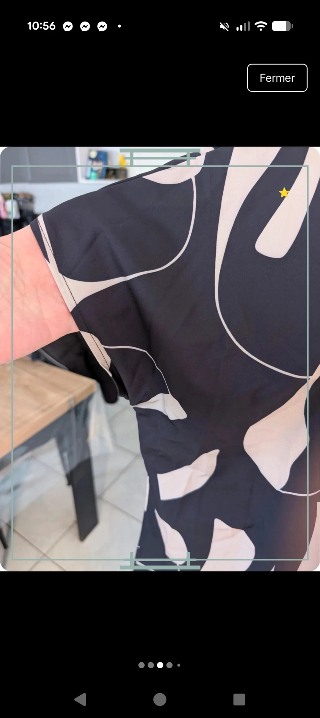 Beautiful abstract printed blouse / top - Black and beige - Size XL – photo 3